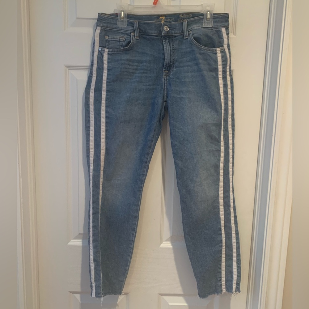 7 For All Mankind Light Blue Jeans with White Stripes